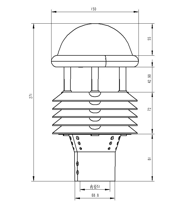 一體化光伏環(huán)境監(jiān)測儀產品尺寸圖